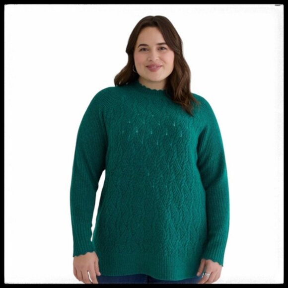 NWT Pointelle Sweater with Scallop Edges - Picture 1 of 16